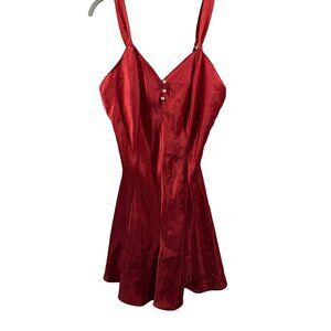 Lingerie Cicique Womens Chemise Bodysuit Dress M Red Adj Strappy Feminine V Neck